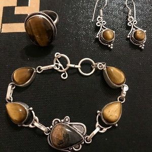 NEW Natural Jasper Tigers Eye Gemstone set